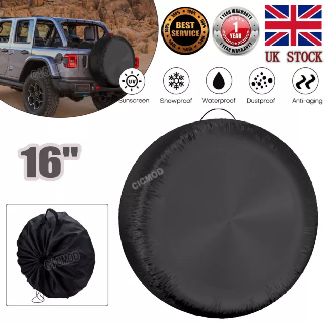 16" Spare Tyre Cover Wheel Protective Tyre Bag Space Saver For Car Suv Caravan