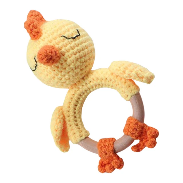 Hand Bell Baby Musical Toys Stuffed Animals Knitted Chicken Handheld