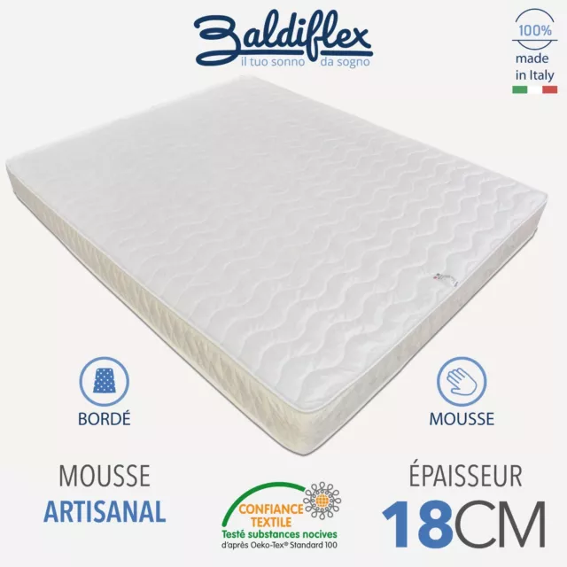 Matelas 140x190 cm "Easy" lit double - Coton orthopédique H 18 cm Baldiflex