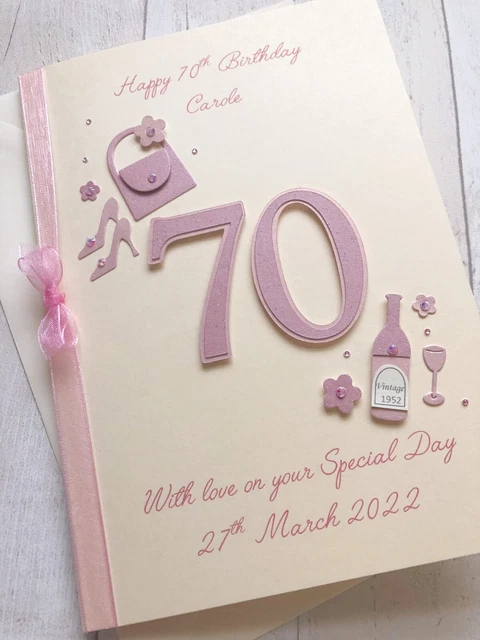 70TH BIRTHDAY CARD Wife Granny Mum Nan Gran Handmade Personalised ...