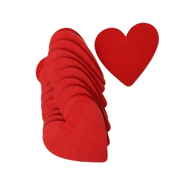 50 Pcs Ornaments Red Heart Wooden Embellishments Crafts Wedding