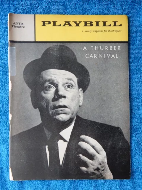 A Thurber Carnival - ANTA Theatre Playbill w/Ticket - February 29th, 1960