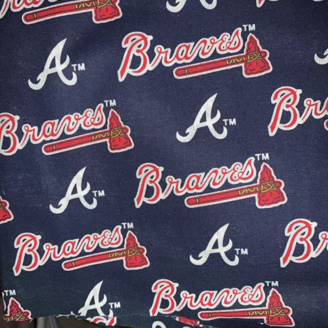Logotipo de tela de algodón de los Atlanta Braves 3/4 yardas 58 pulgadas de ancho