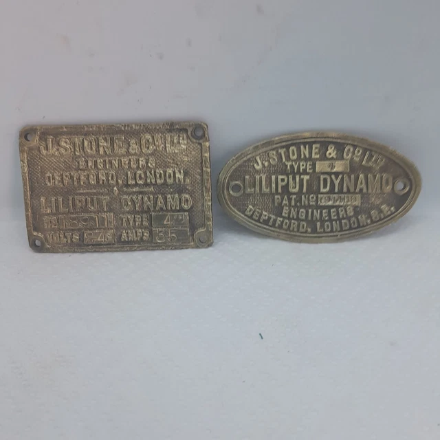 Vintage 1970s J Stone And Co Ltd Cast Brass Generator Plaque/ Tag / Sign.