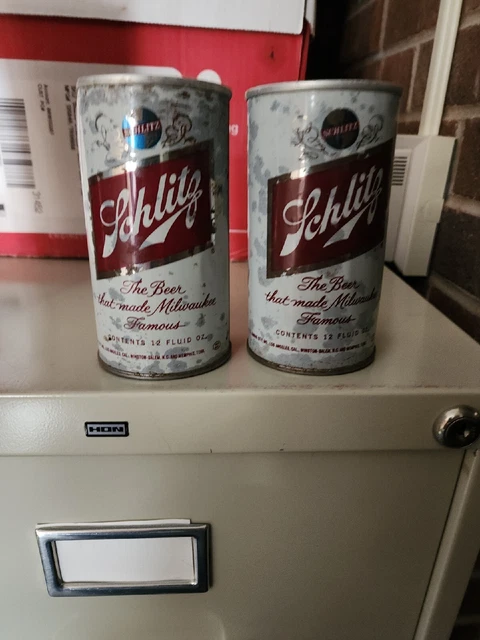 2 Empty Antique Schlitz Beer Can