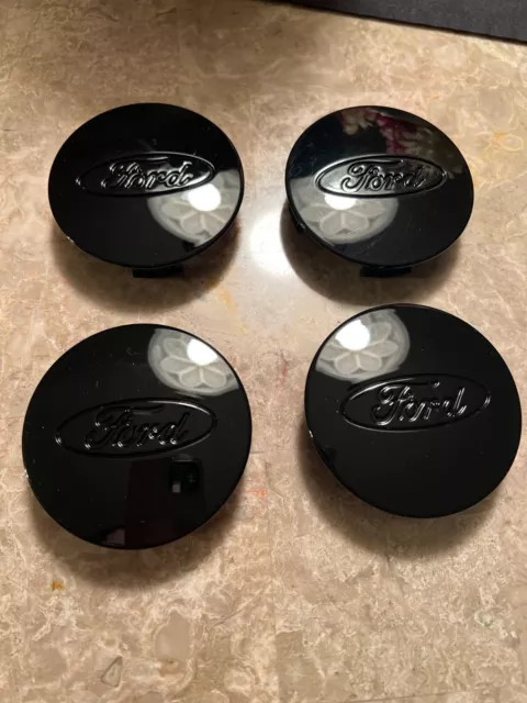 4PCS BLACK WHEEL HUB CENTER CAPS FORD, FITS WHEELS WITH 2-1/2 CENTER CAPs