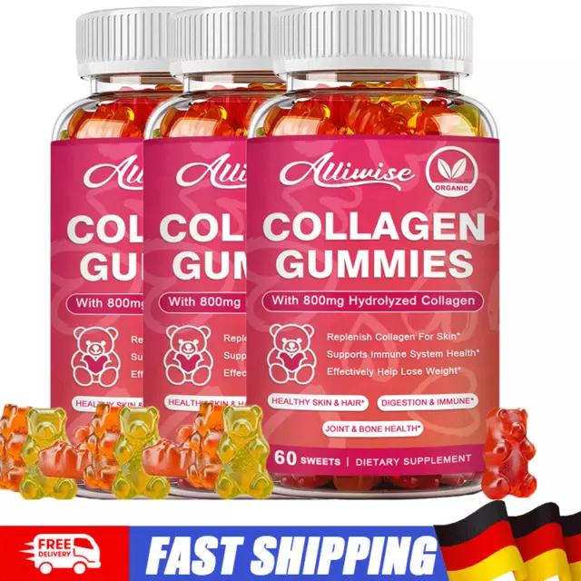1-3Flaschen Kollagen Peptide Gummis für Anti-Aging-Pillen Haut Kollagen Gummy