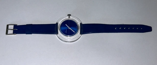 VTG RARE LUCERNE Swiss Watch Blue Plexiglass Case Wind  display picture 2