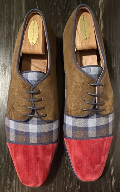 christian louboutin Orlato Courduroy Brown Blue Dress Shoes