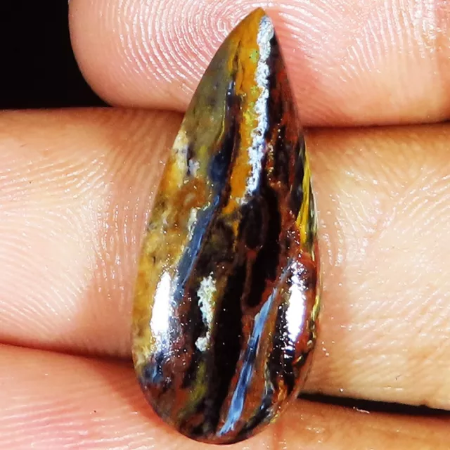 (11 X 25 x 03 MM SIZE) 9.60 Cts. NATURAL PIETERSITE PEAR CABOCHON LOOSE GEMSTONE