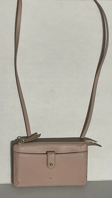 Kate Spade Genuine Leather Crossbody Wallet In Pink Blush