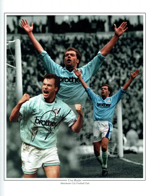 Uwe ROSLER Signed Autograph 16x12 Montage Photo AFTAL COA Manchester City