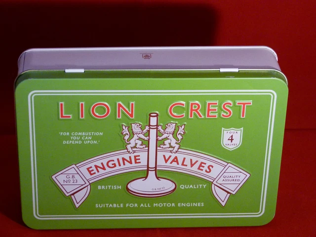 Lion Crest Engine Valves Tin Ideal for your Man Cave Workshop Fathers Day EMPTY