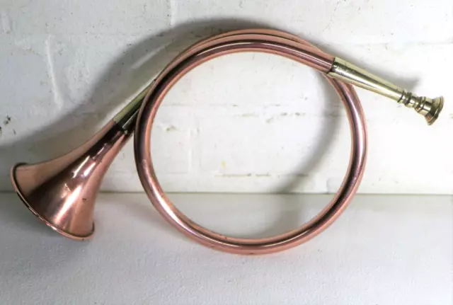 Vintage English Copper & Brass Hunting Horn Good Quality Well Made Light Wear