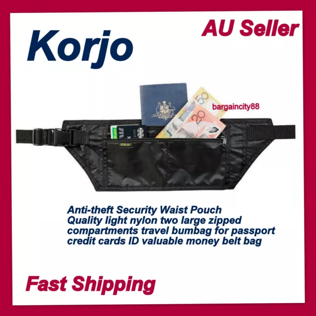 Travel Money Belt Passport Wallet Pouch Credit Card Waist Bum Bag Sports Large