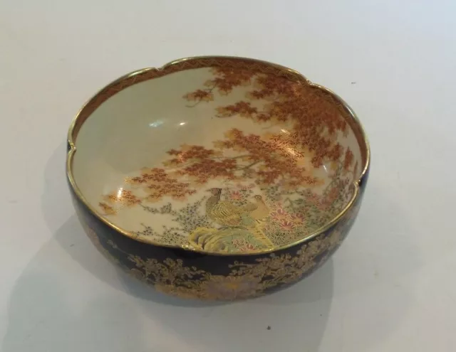 Antique Japanese Satsuma Shimazu Pottery 6" Bowl, Taisho Period (1912-1926)