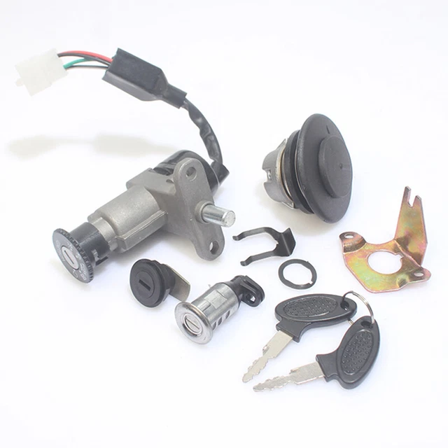 Universal Motorcycle Fuel Gas Cap Ignition Switch Key Seat Lock Assembly US