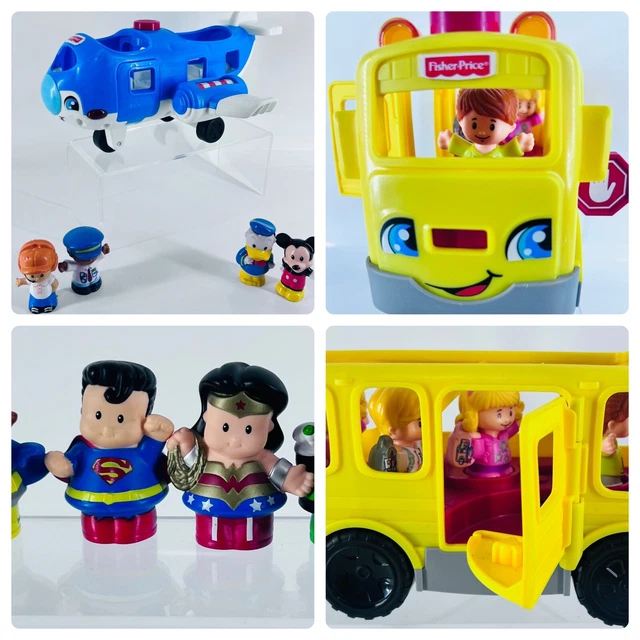Fisher Price Little People LOT School Bus, Airplane + 14 Figure Super Hero’s