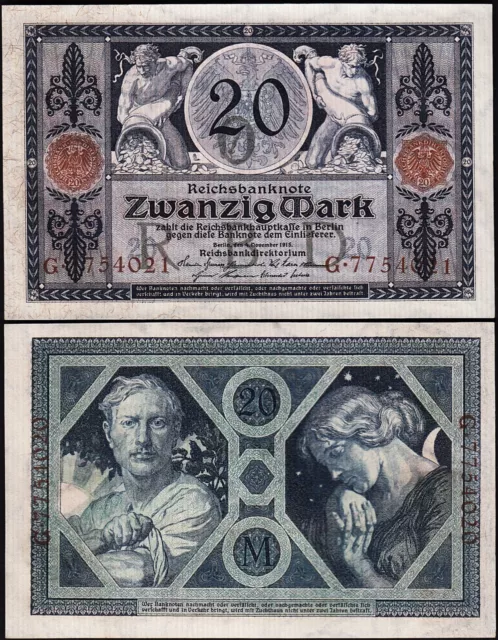 Germany 20 Mark 1915, UNC- P-63, Completely Watermark