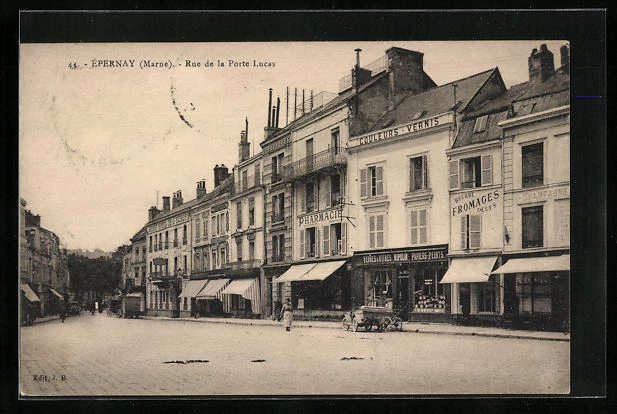 CPA Épernay, Rue de la Porte Lucas, Pharmacie 1926
