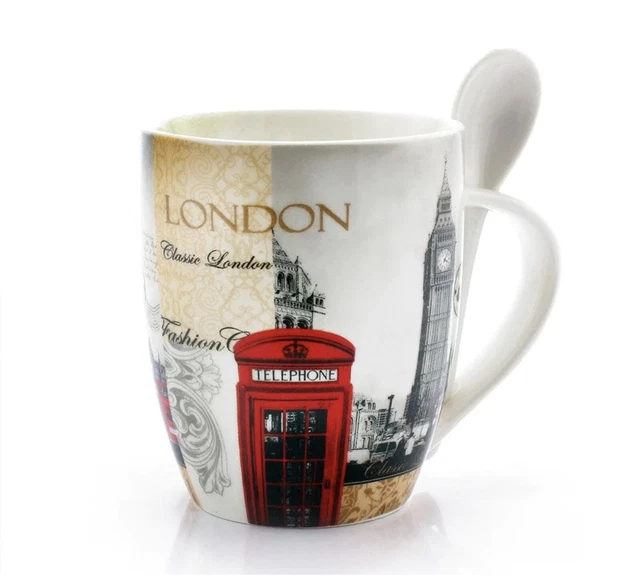 Londoner Becher mit Löffel (rote Telefonbox)