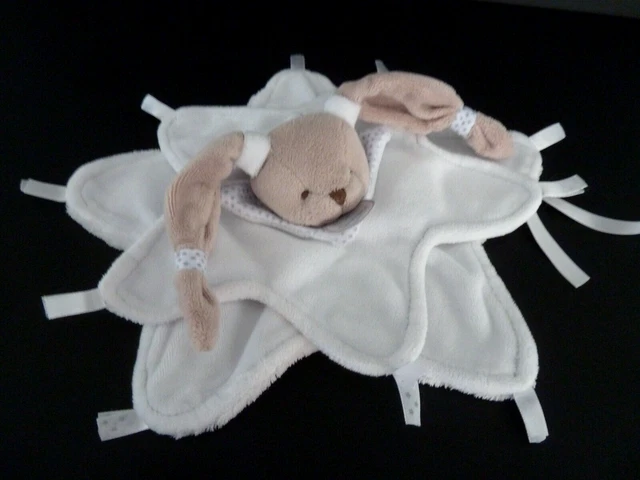 S12. DOUDOU ET COMPAGNIE LAPIN plat Céleste blanc beige étoile DC2398 - TTBE 2