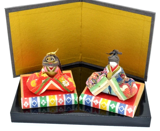 VINTAGE HANDMADE JAPANESE Hinamatsuri Girl's Day Dolls with platform