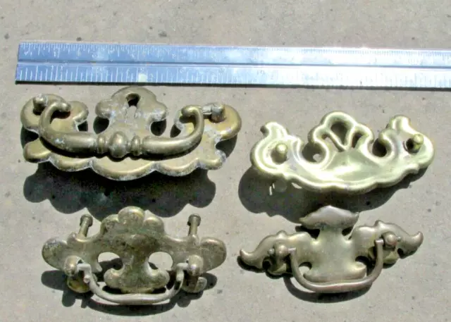 Vintage Brass Drawer Pulls Dresser Desk Cabinet Lot of 4