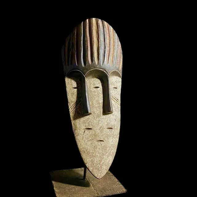 African Tribal Face Mask Wood Triple Lega African Mask Congo Tribal Use-7122