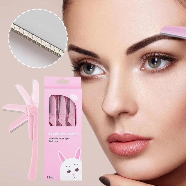 3 piezas Recortadora de cejas facial rosa axila Belleza Cara Cejas Afeitadora Q1I0