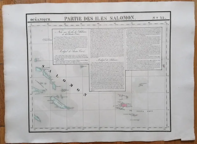 Pacific Large Original Map Solomon Islands Santa Cruz by Vandermaelen - 1827