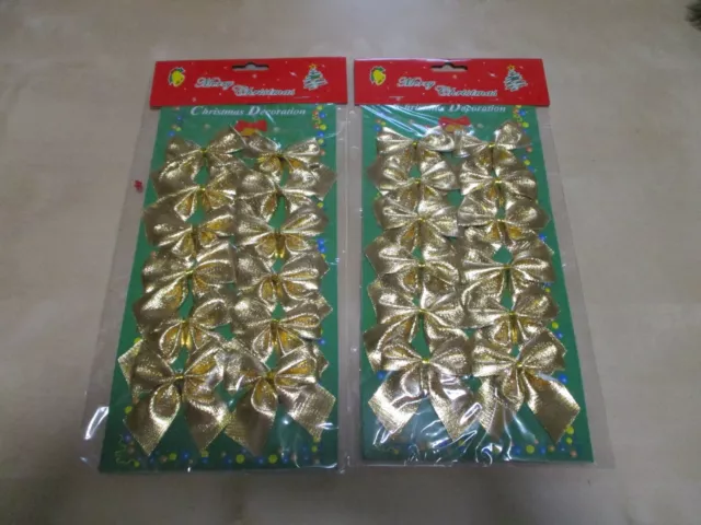 2 x 12er Pack  Deko Schleifen - Gold   - Weihnachtsbaum - Adventskranz