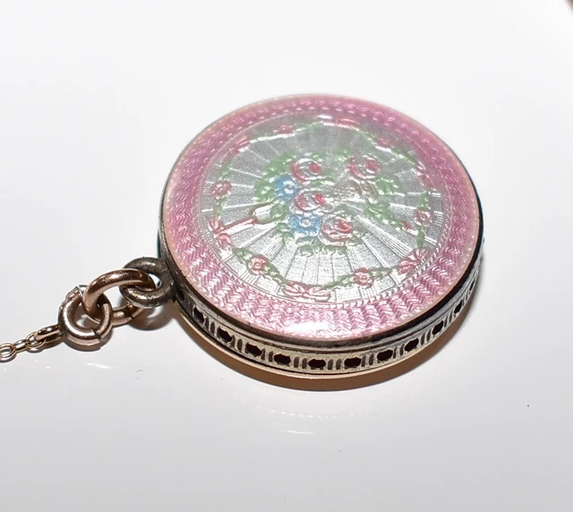 EXTREMELY RARE! Antique ENAMEL GUILLOCHE VINAIGRETTE LOCKET Combo ORIGINAL CHAIN EXTREMELY RARE! Antique ENAMEL GUILLOCHE VINAIGRETTE LOCKET Combo ORIGINAL CHAIN