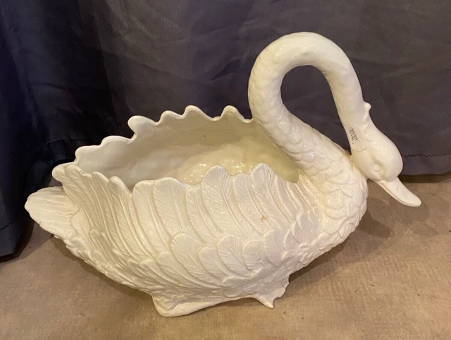 Cache Pot En Forme De Cygne Faience Italienne Bassano