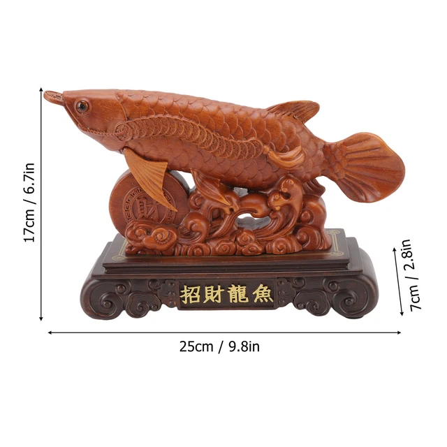 Lucky Dragon Fish Ornaments Attract Wealth Chinese Feng Shui Resin Statue HG