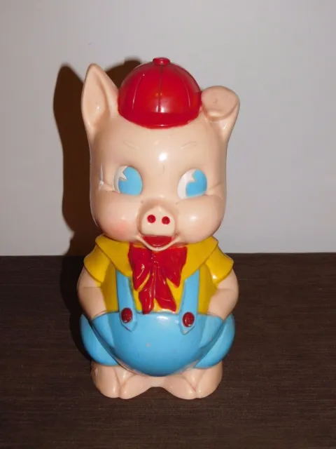 Vintage  Made In Usa Toy 11" High Ideal Plastic Pig Piggy Bank