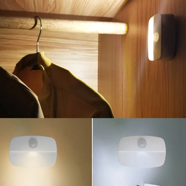 LED MOTION SENSOR PIR Light Cordless Battery Powered Night Light Closet ...