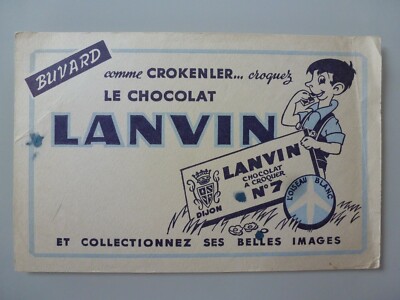 BUVARD publicitaire ancien CHOCOLAT LANVIN au lait vache 
