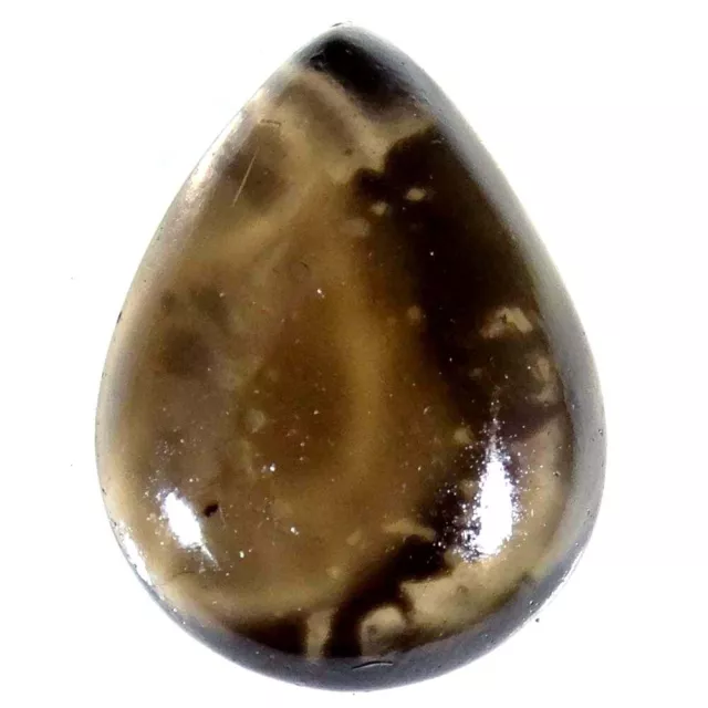 19.45Cts. 17X23X7mm. 100% Naturel Royal Fumé Quartz Poire Cab Desseré Gemme