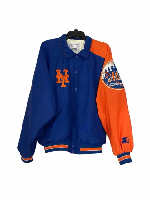 New York Mets Mens Large Vintage Starter 90's Embroiderered Snap Up Jacket MLB
