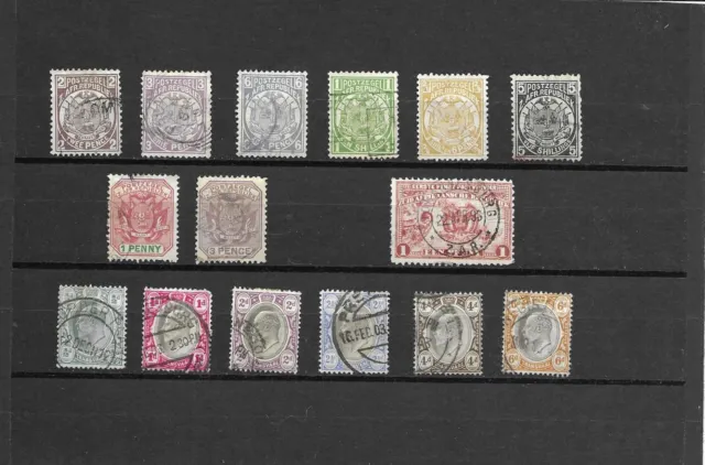 5252: South Africa; selection of 15 stamps. Transvaal. 1885-1904