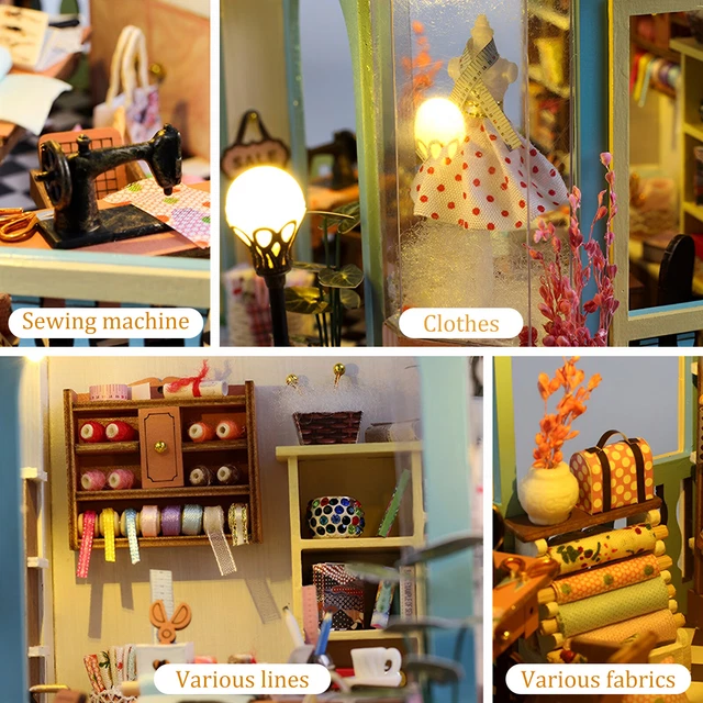 DIY MINIATURE DOLLHOUSE Kit 3D Wooden Miniature House Kit with LED