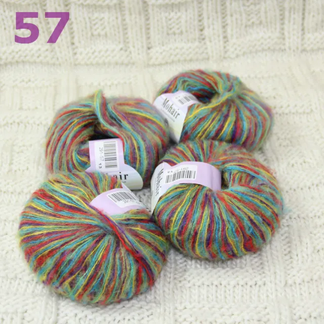 Sale 4BallsX25gr Fluffy Lace Mohair Warm Shawl Rugs Hand Knit Crocheted Yarn 57