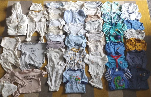 Baby Boys HUGE 0-3 Months Bundle Sleepsuits, Vests, Outfits, Hats, Jacket