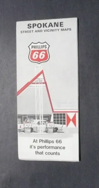 1969 Spokane Washington street map Phillips 66 oil