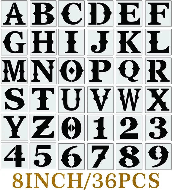 8 INCH LETTER Stencils for Painting Wood 36Pcs Large Stencil Letters
