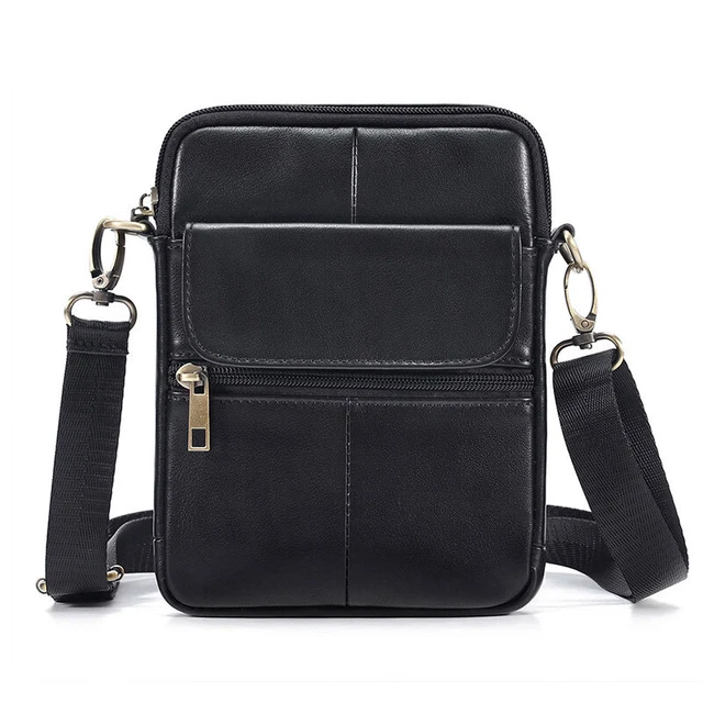 Mens Crossbody Bag Genuine Leather Shoulder Bag Cowhide Phone Bag Messenger