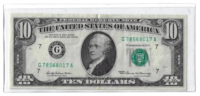 1969 $10 Chicago (G) Fed Reserve Note Woodstock era/Kennedy sign Ten Dollar Bill