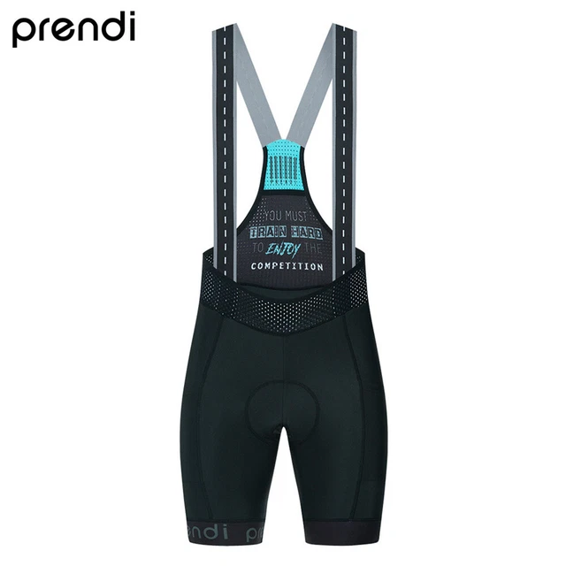 PRENDI Men Cycling Bib Shorts Black With Pockets Pro Gel Pad Bike Clothing
