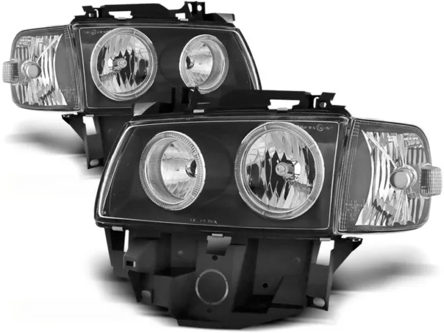 Angel Eyes Scheinwerfer Set für VW T4 Bus BJ 08/96-03/03 Klar Schwarz